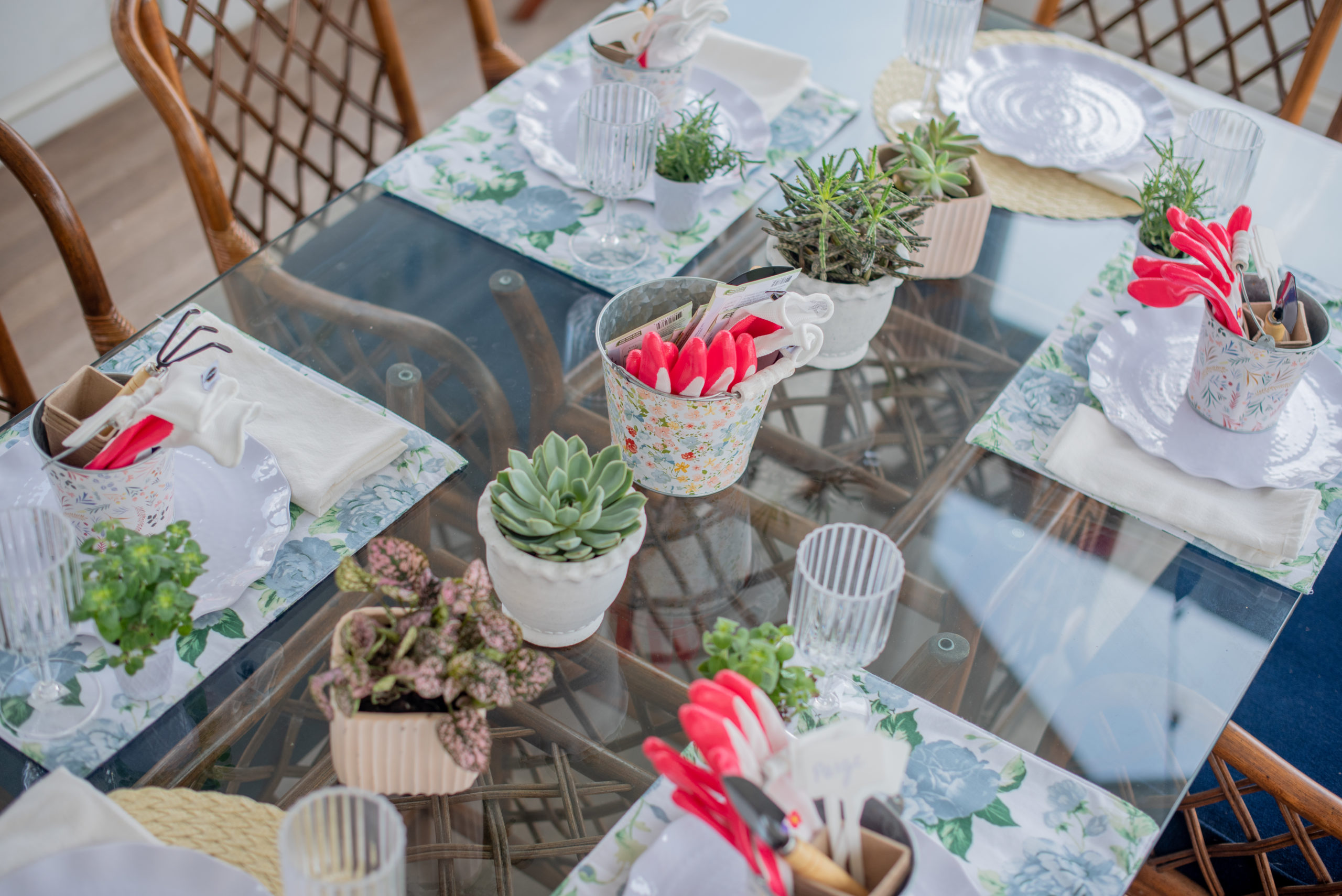 Whimsical Garden Party Tablescape Featuring Unique Favor Ideas